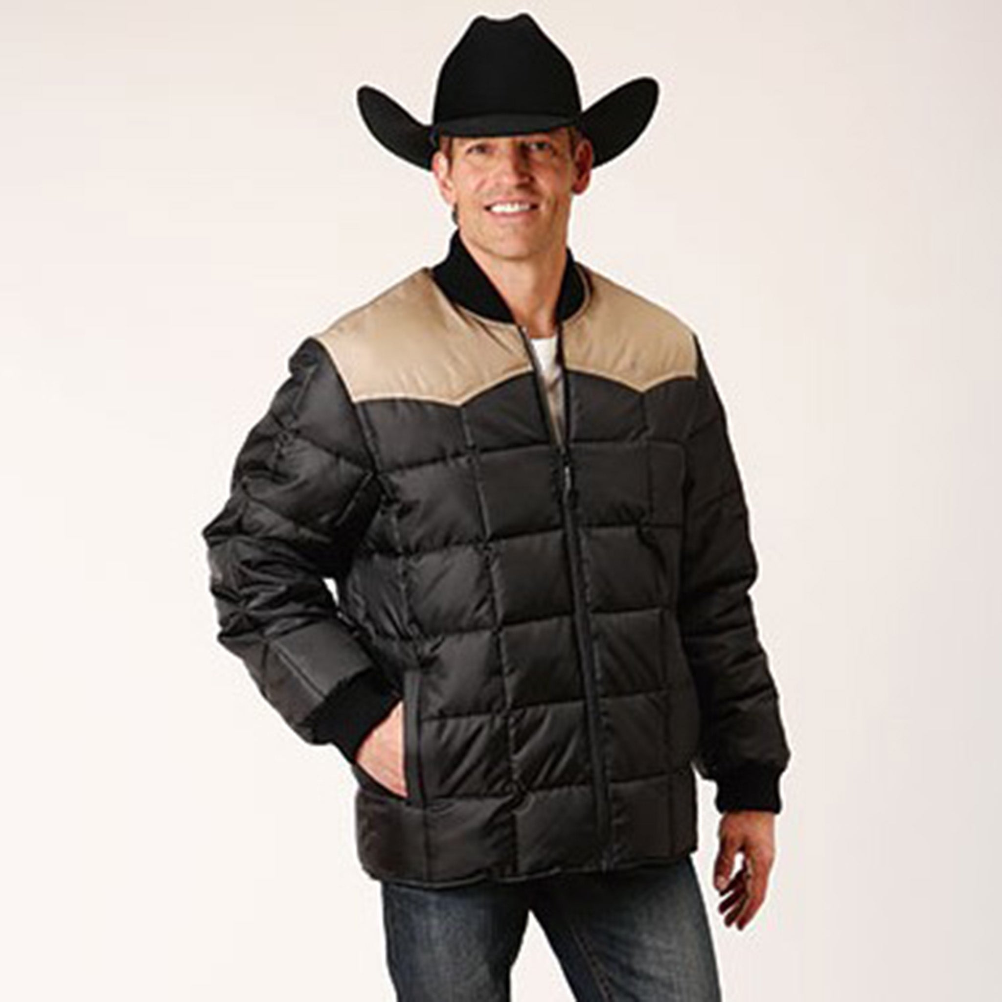 Roper Men's Black/Tan Poly Coat