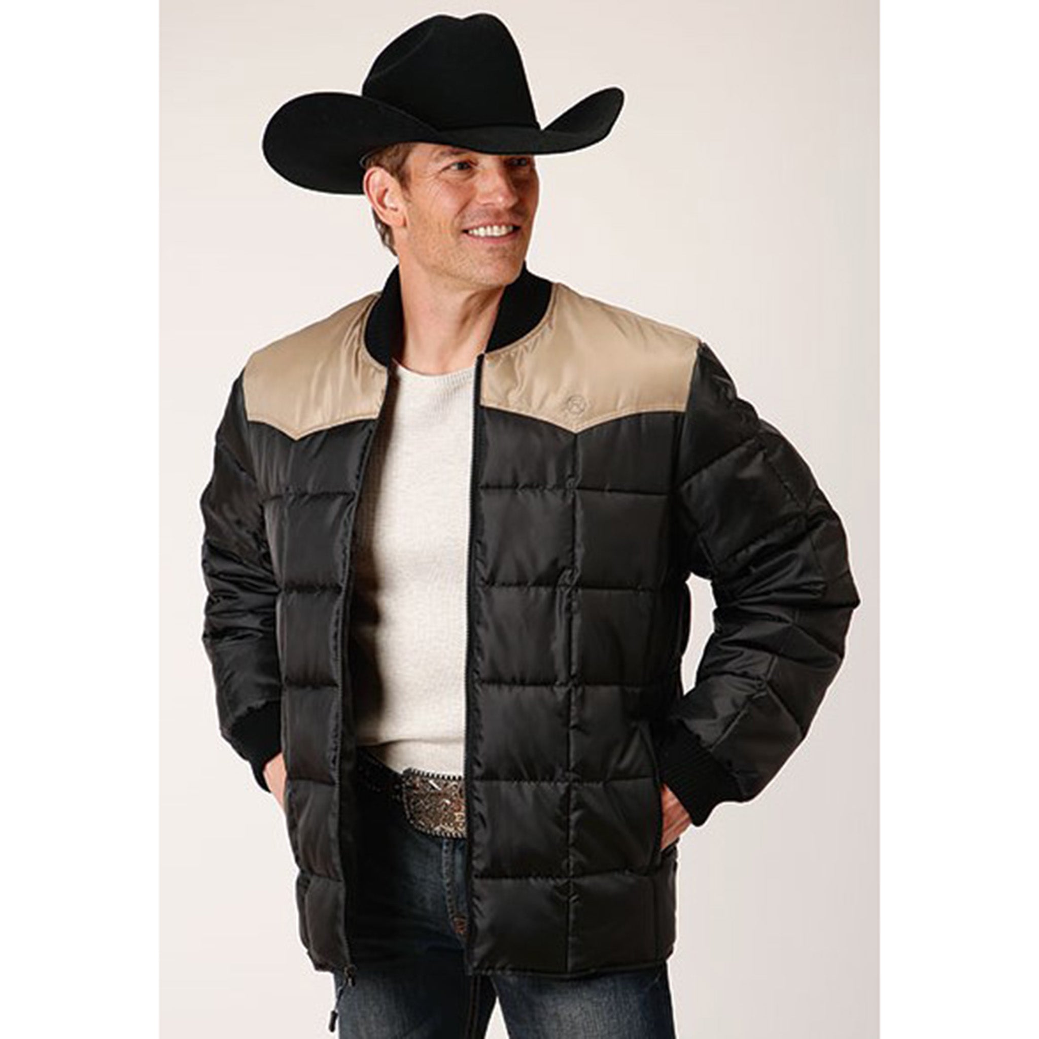 Roper Men's Black/Tan Poly Coat