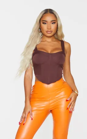 Shape Chocolate Brown Woven Corset Crop Top