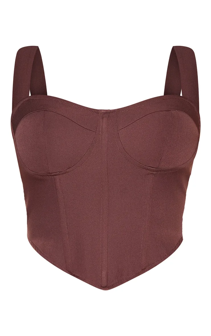 Shape Chocolate Brown Woven Corset Crop Top