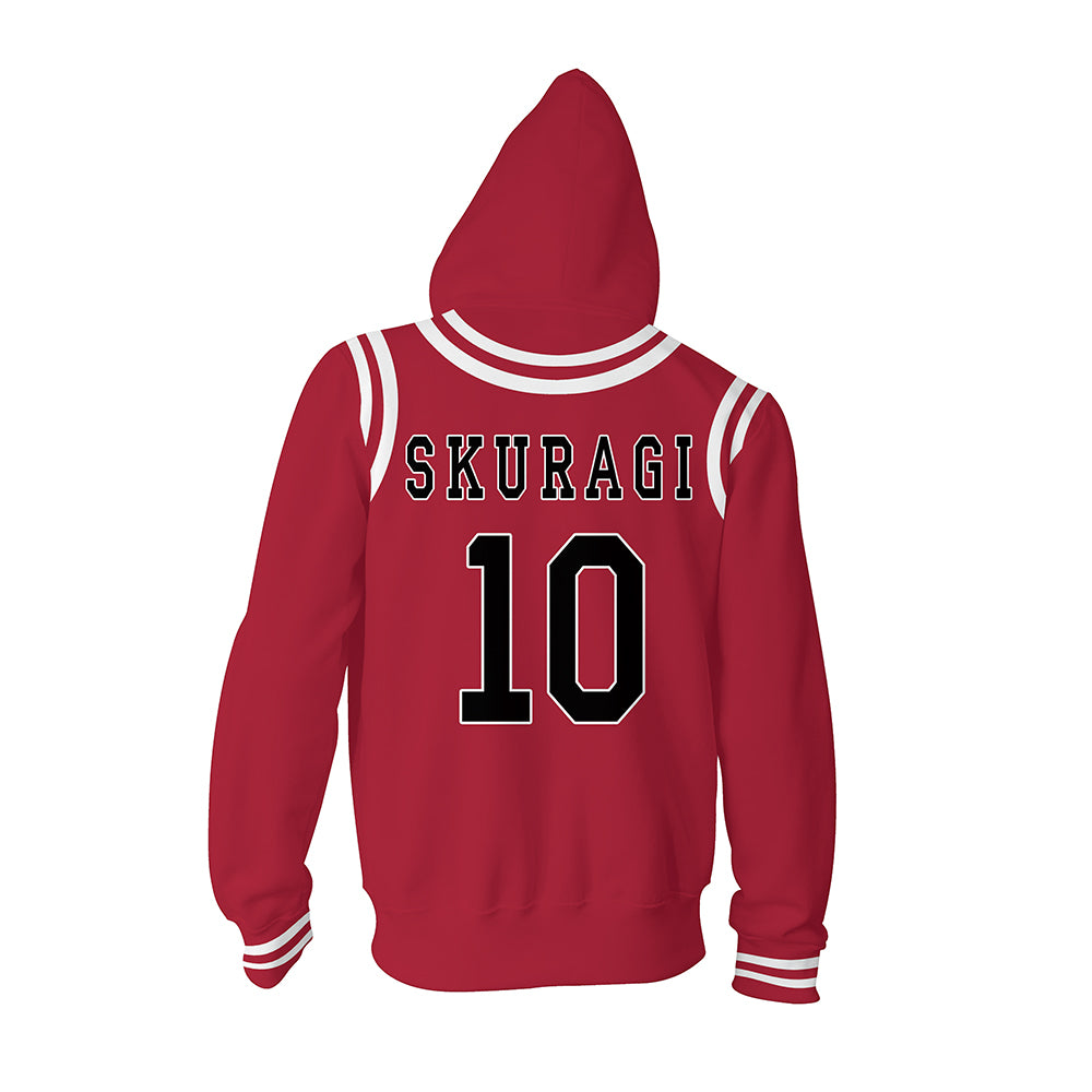 SLAM DUNK Hanamichi Sakuragi Cosplay Hoodie 3D Printed Hooded Sweatshirt Men Women Casual Streetwear Zip Up Jacket Coat