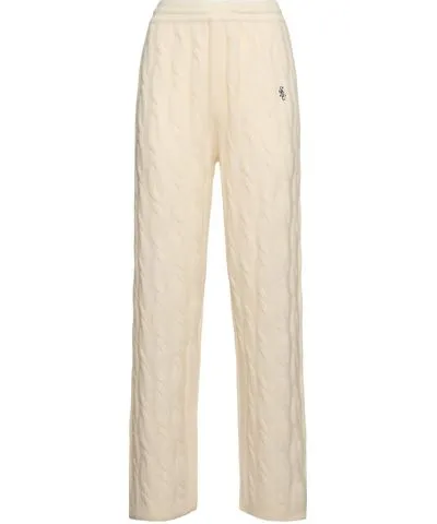 Sporty & Rich Cable Knit Cashmere Blend Wide Leg Pants