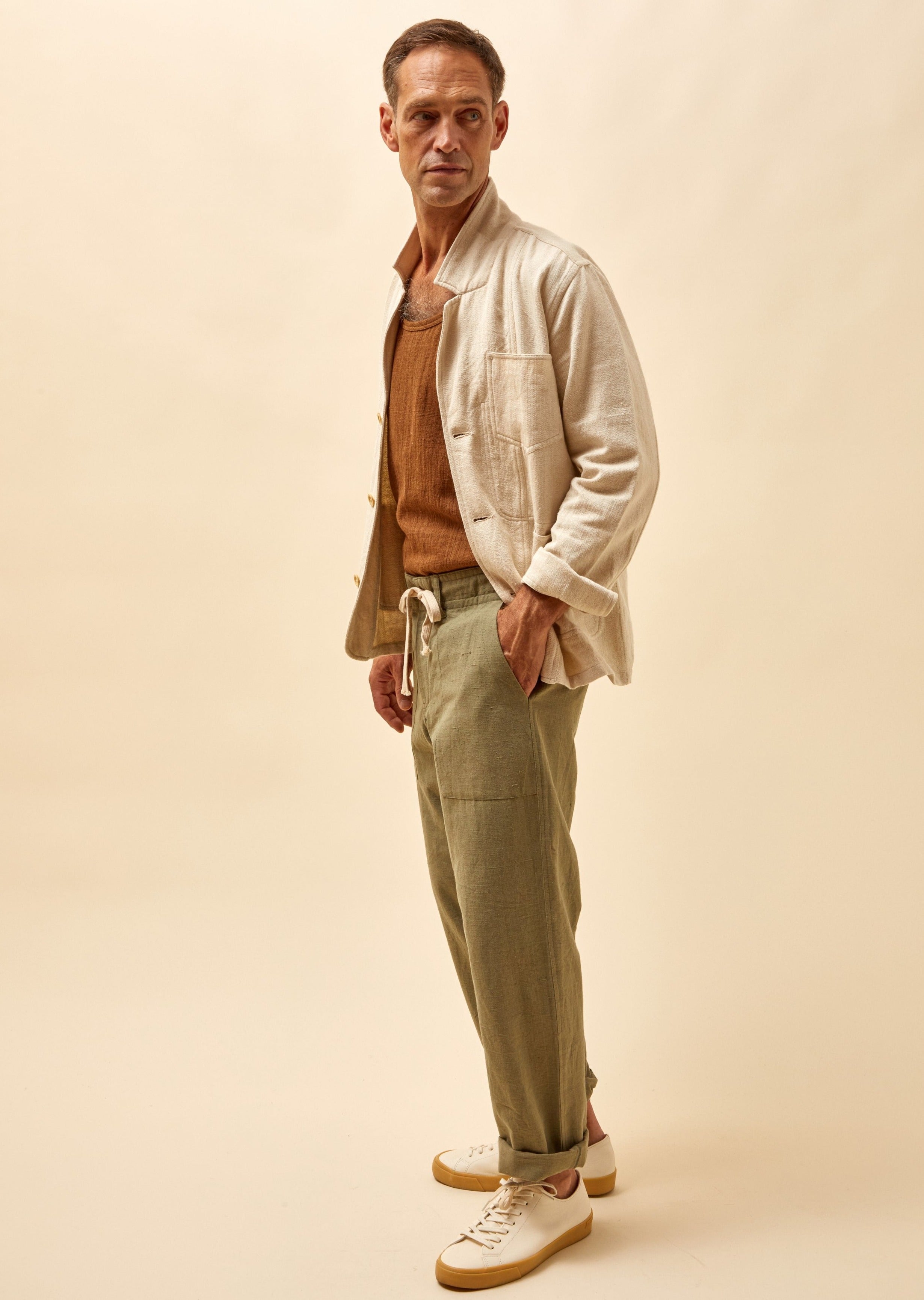 STUDY JACKET Military Herringbone Natural Undyed