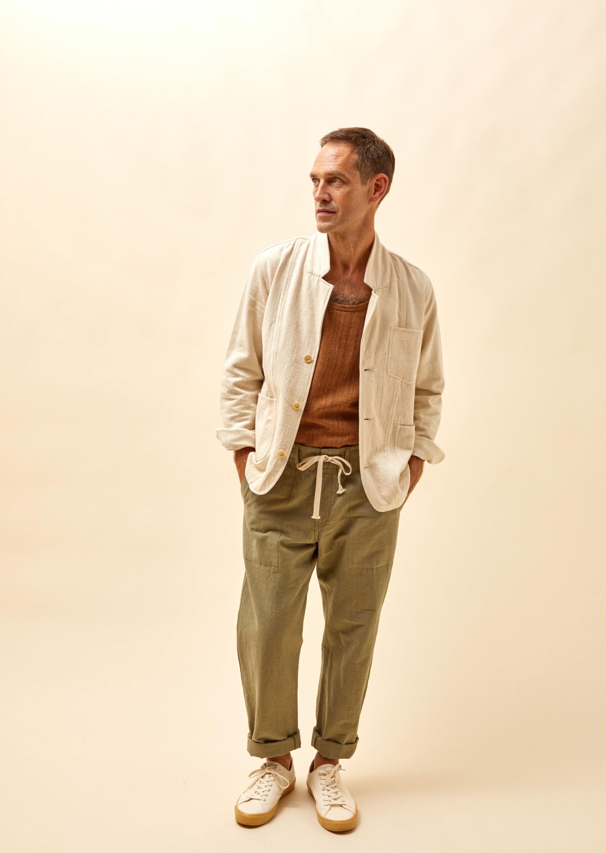 STUDY JACKET Military Herringbone Natural Undyed