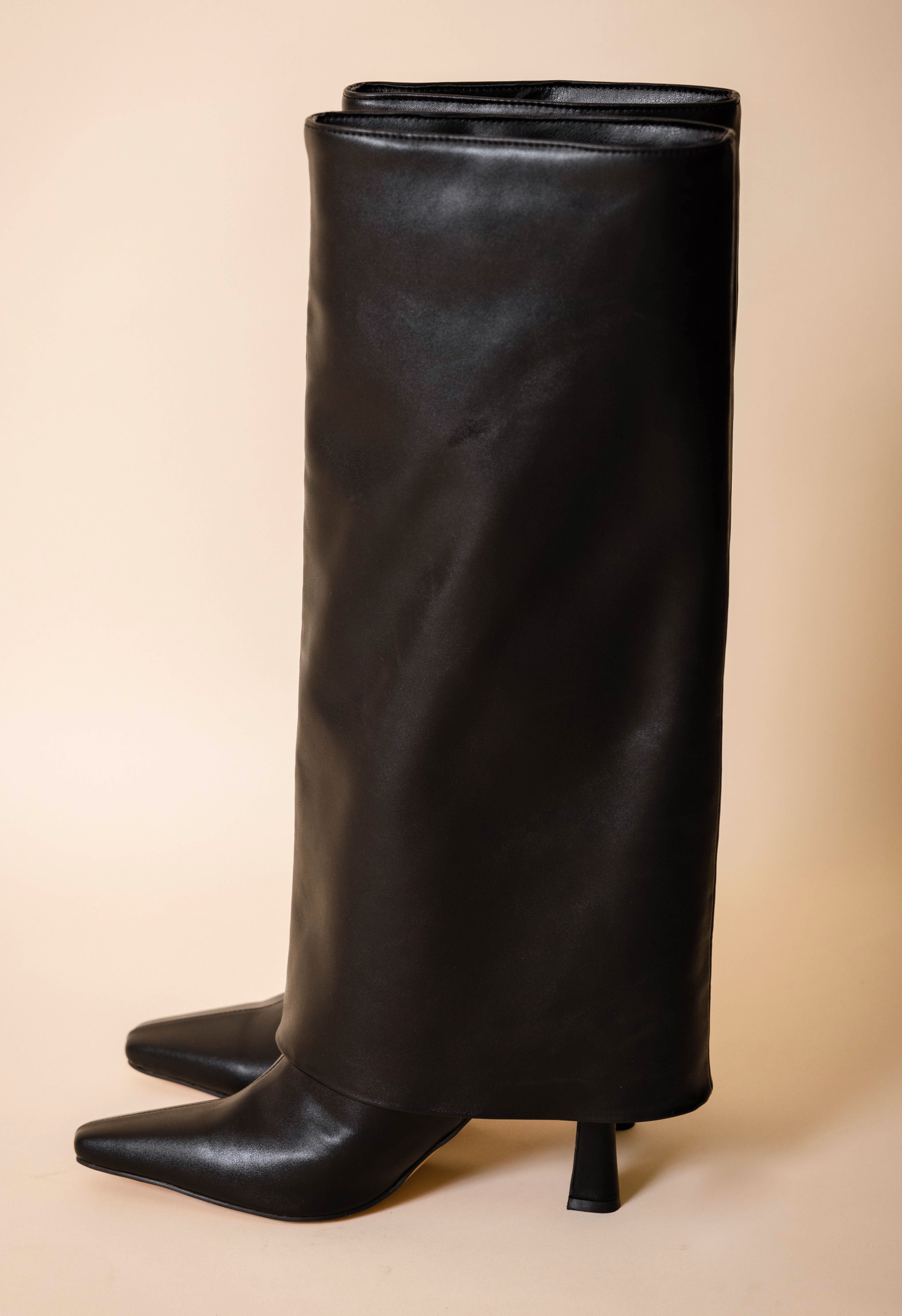 Tara Fold Over Boot in Black