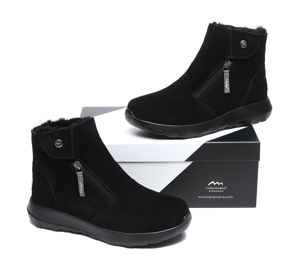 TARRAMARRA Leather Button Zipper Ankle Boots Women Tyria