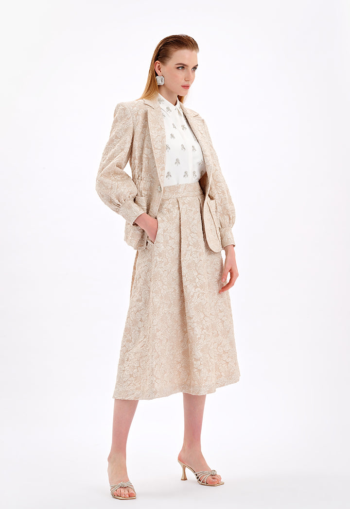 Textured Jacquard Jacket With Front Pockets