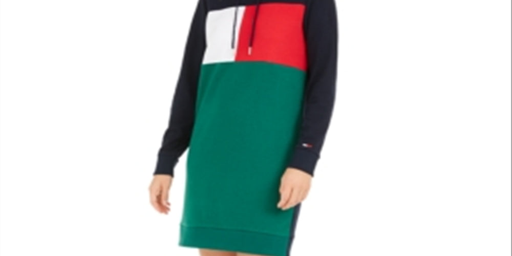 Tommy Hilfiger Women's Colorblocked Hoodie Dress Blue Size X-Small