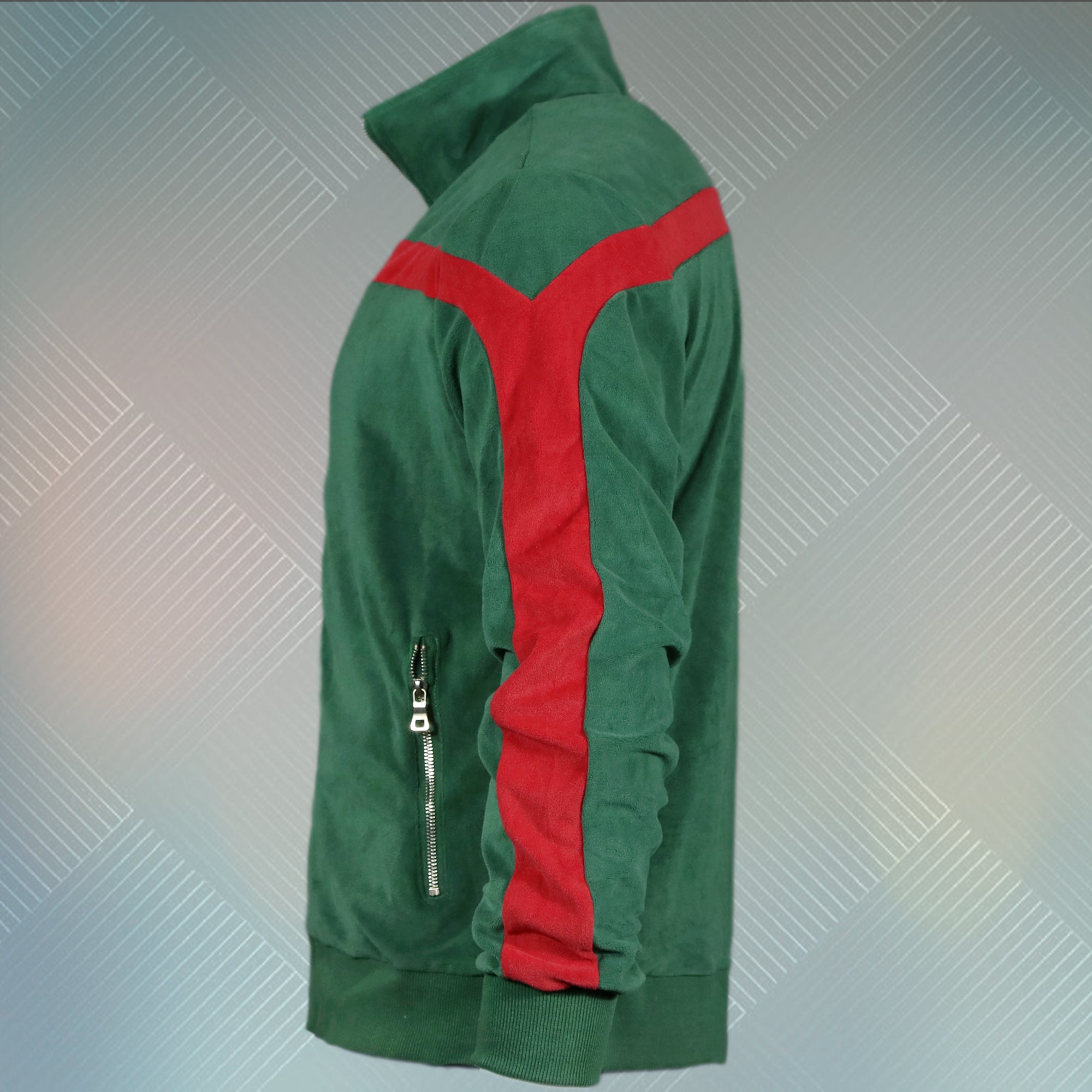 Track Jacket | Snake and Bees Italian Fashion Green Red Stripe Zip Up