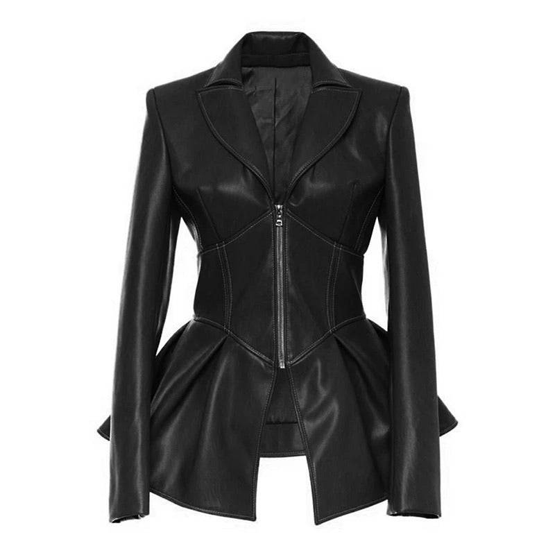 Vegan Leather Corset Style Waist Jacket