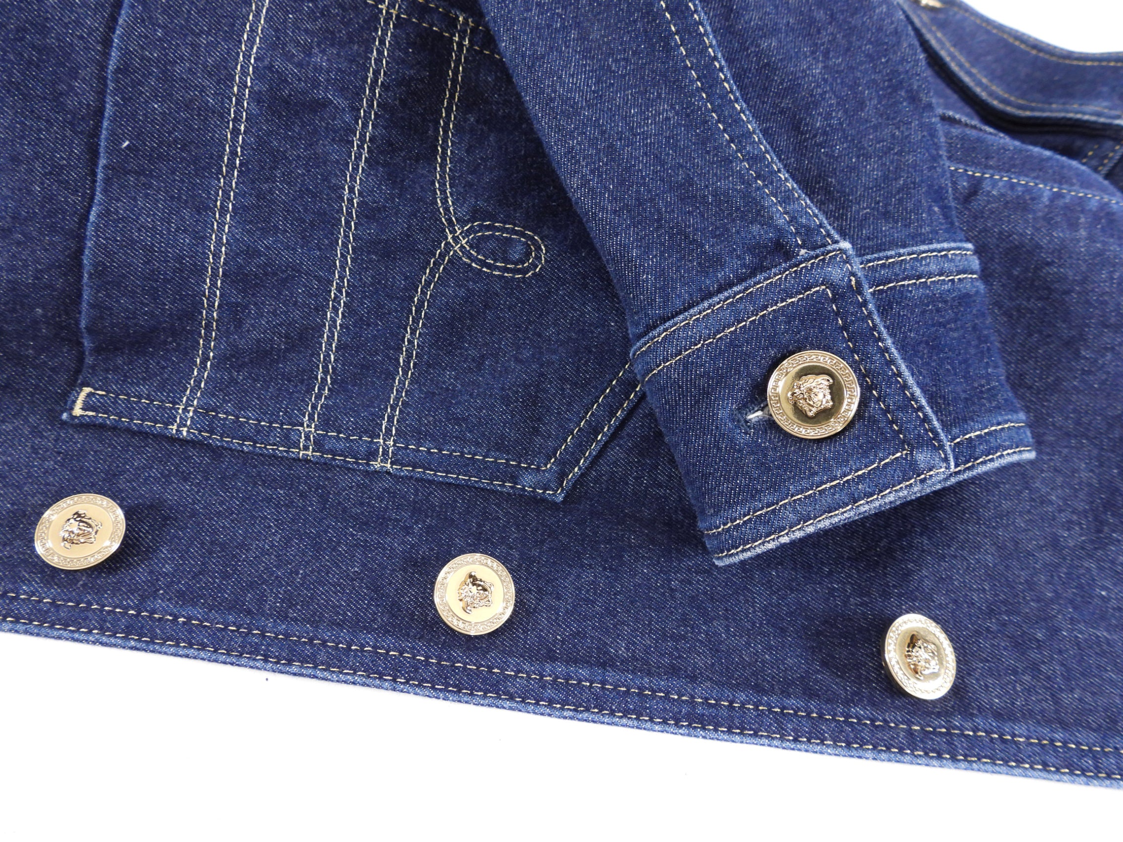 Versace Blue Denim Jacket with Medusa Buttons - IT36 / XS