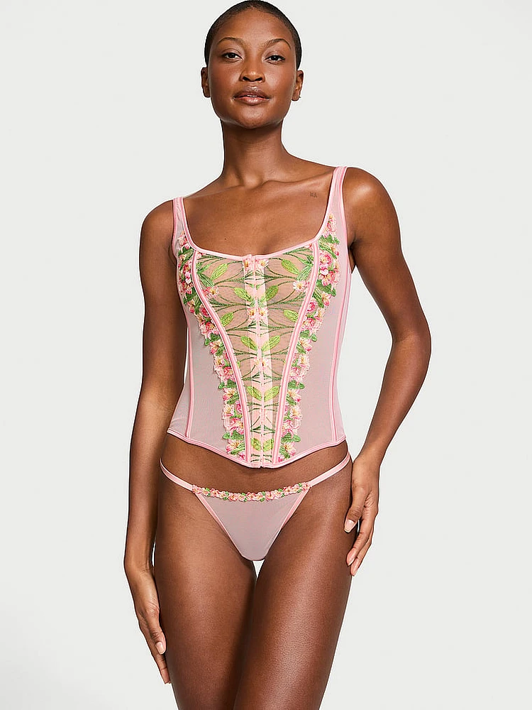 Victoria's Secret Classic Lily Embroidery Corset Set