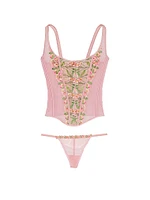 Victoria's Secret Classic Lily Embroidery Corset Set