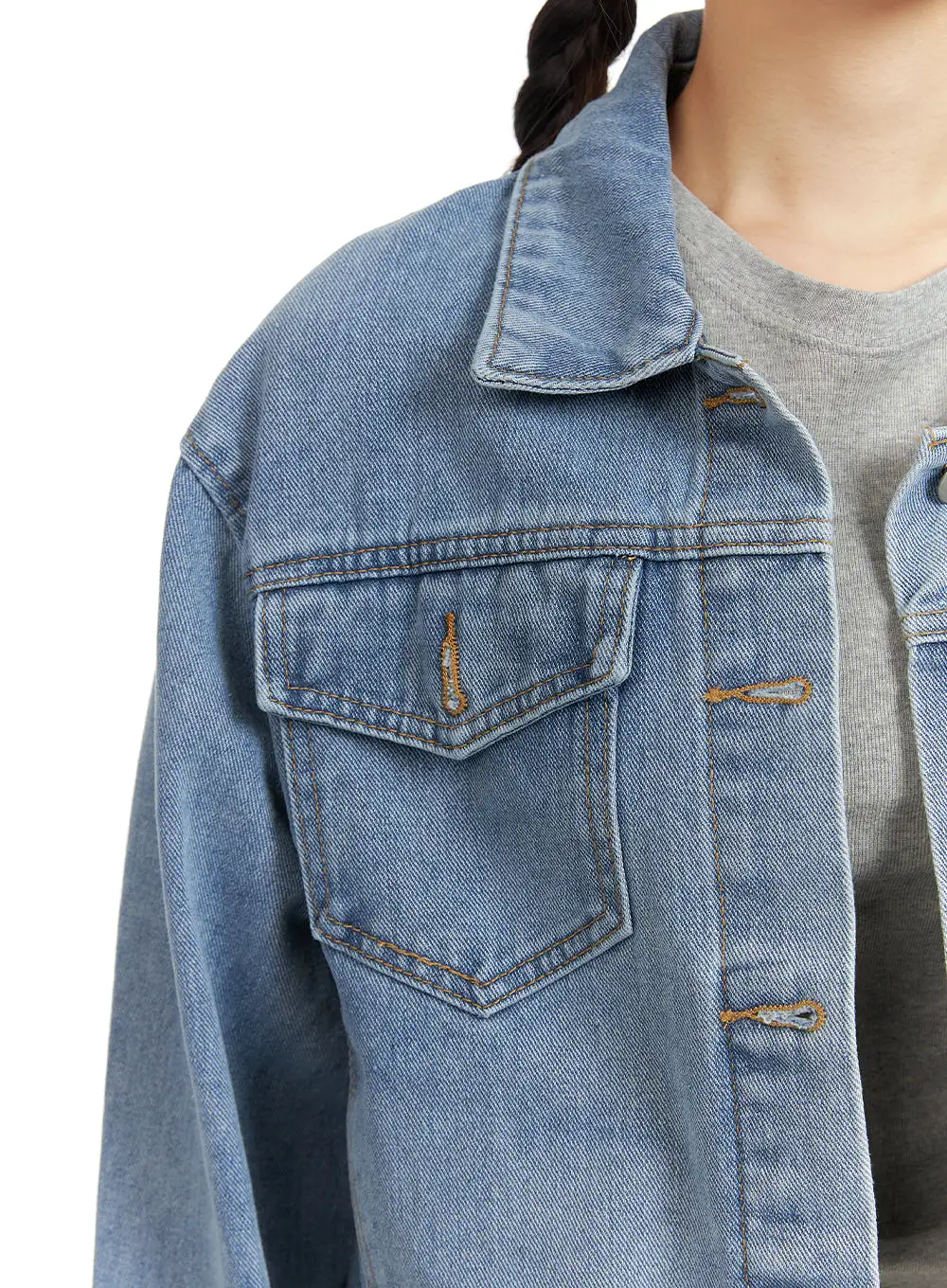 Washed Buttoned Denim Jacket OA402