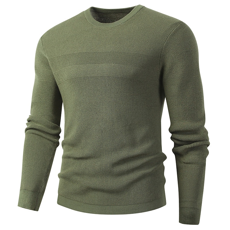 Winter Cotton Thick Warm Flat Knitted O-Neck Pullover Sweater for Men