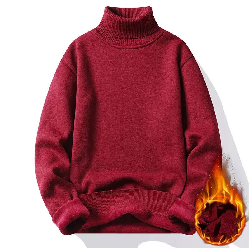 Winter Men's Turtleneck Thicken Sweater Men's Knitting Pullovers Cold Weather Jumpers