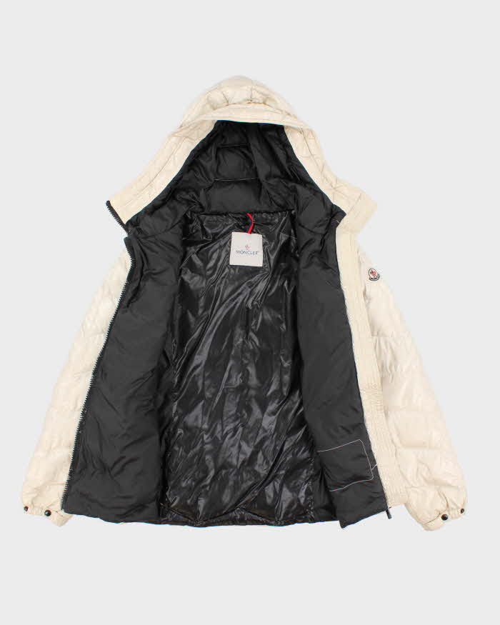 Woman's Vintage Moncler Cream Zip Up Puffer Jacket - M