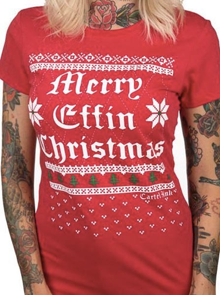 Women's Merry Effin Christmas Ugly Sweater Tee