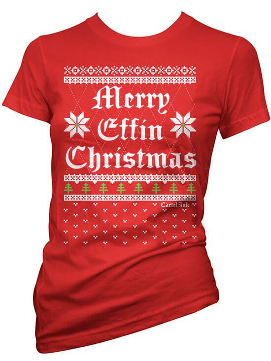 Women's Merry Effin Christmas Ugly Sweater Tee