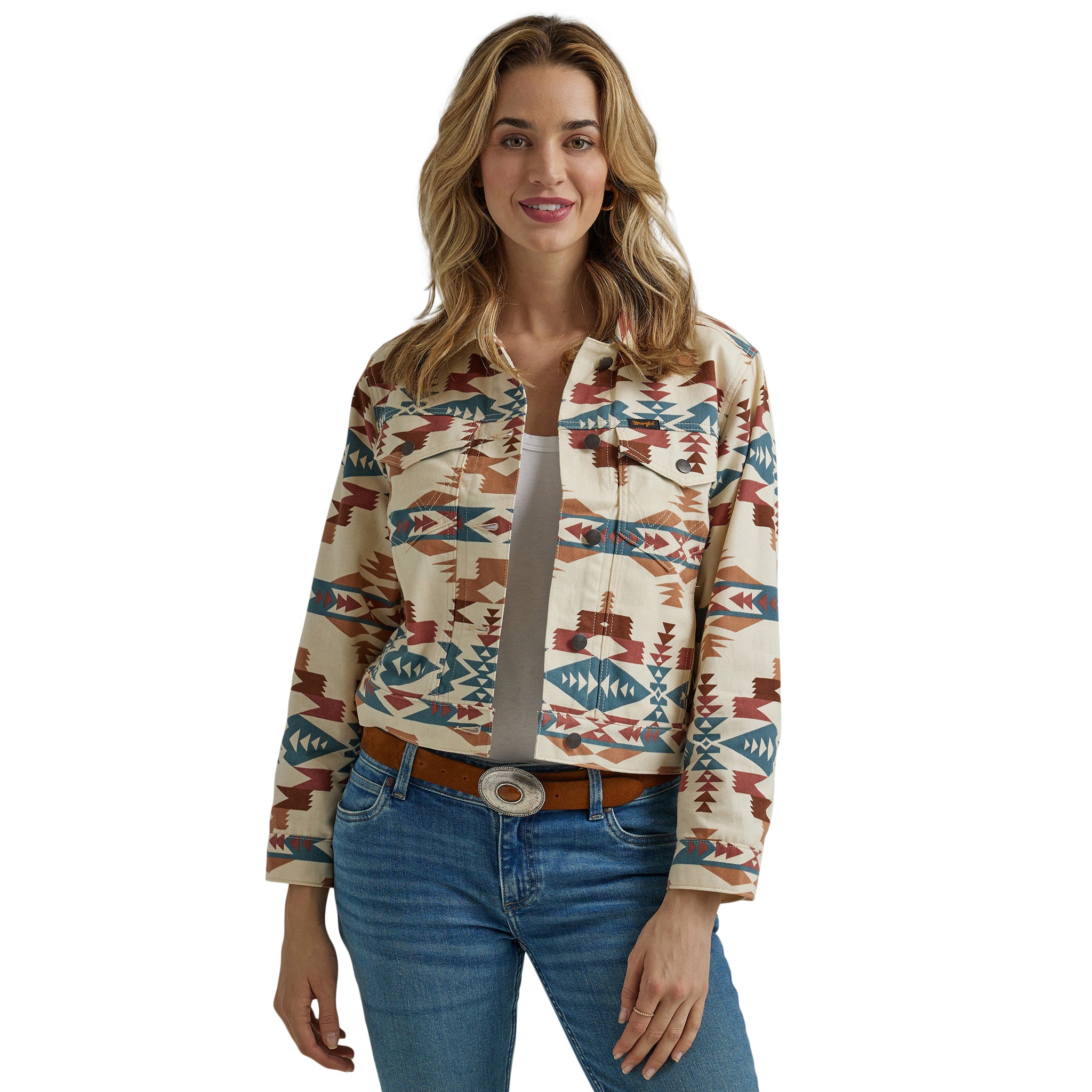 Wrangler Women's Cream/Rust/Blue Aztec Jacket