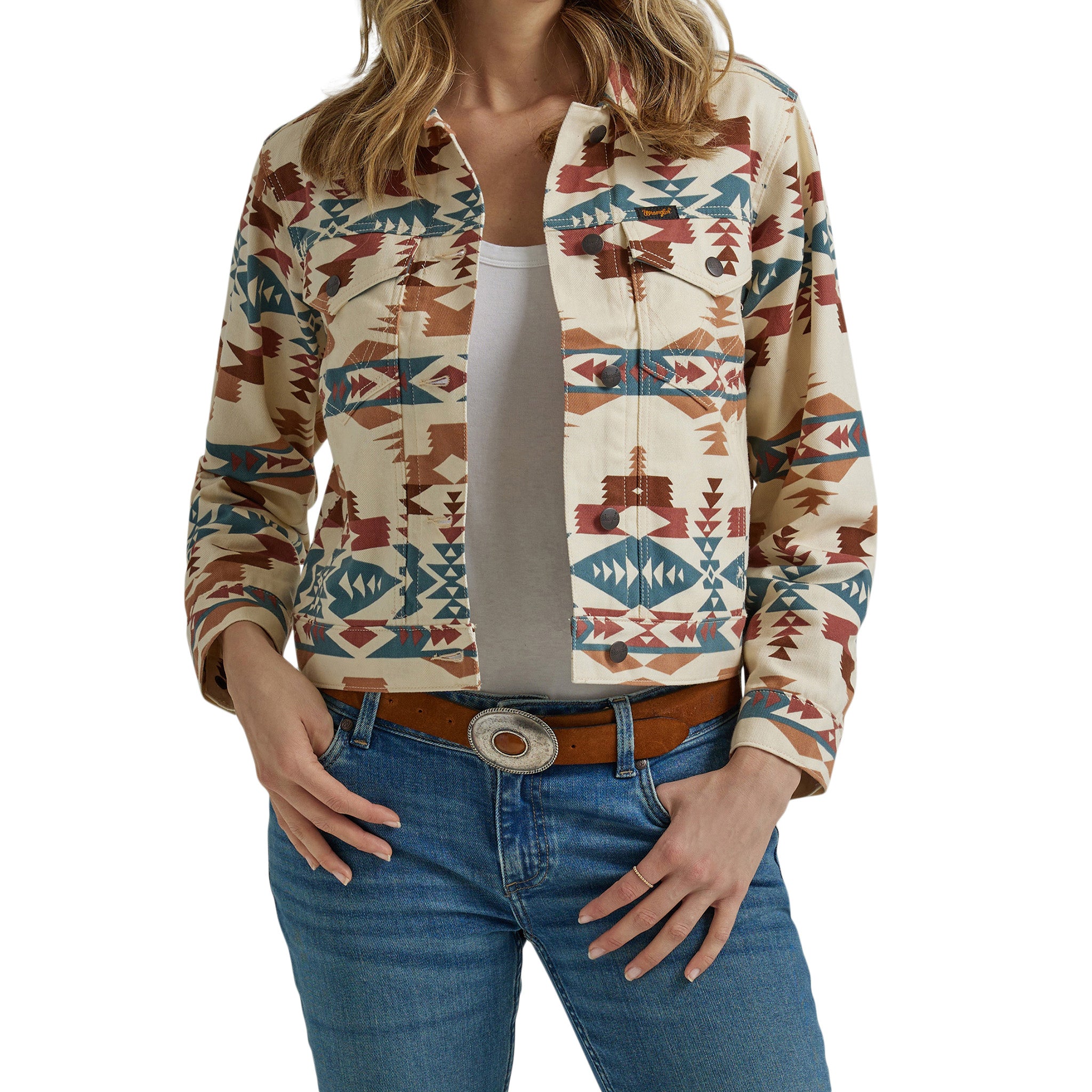 Wrangler Women's Cream/Rust/Blue Aztec Jacket