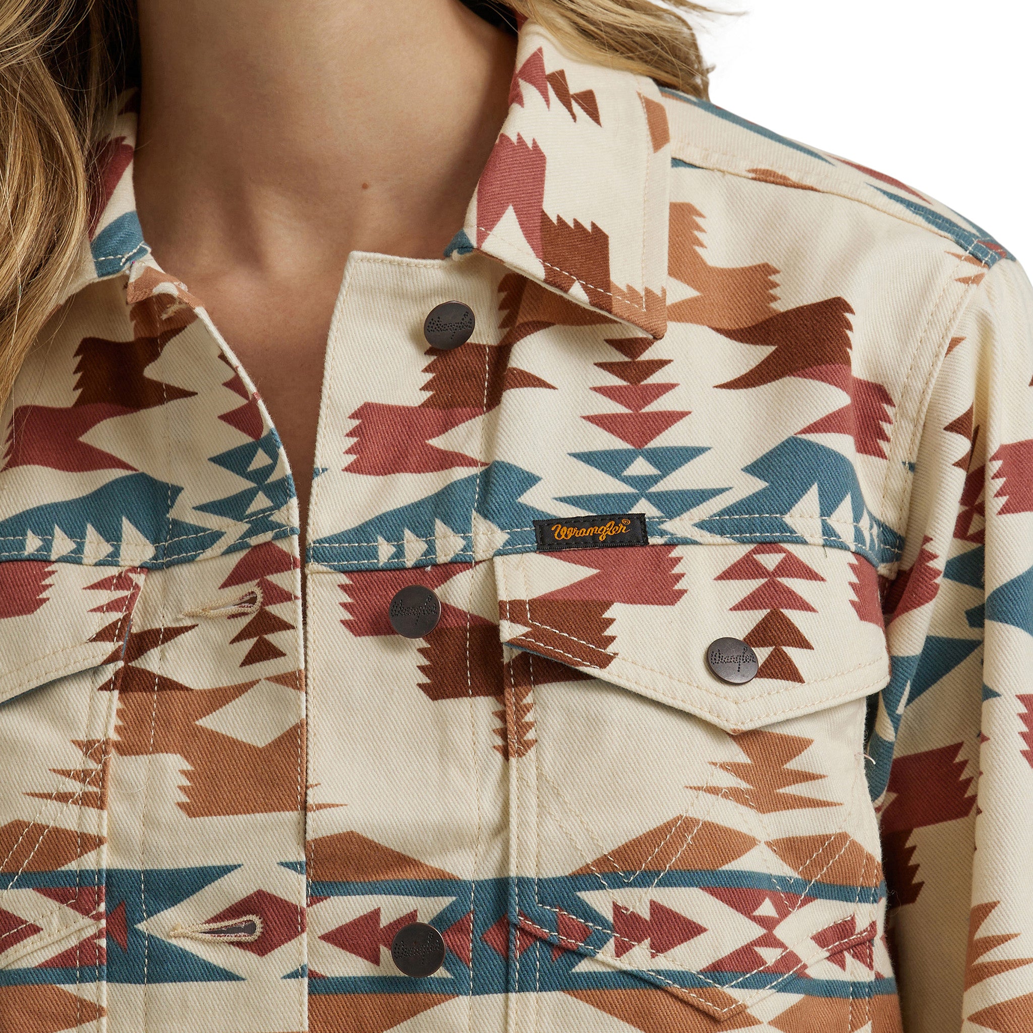 Wrangler Women's Cream/Rust/Blue Aztec Jacket