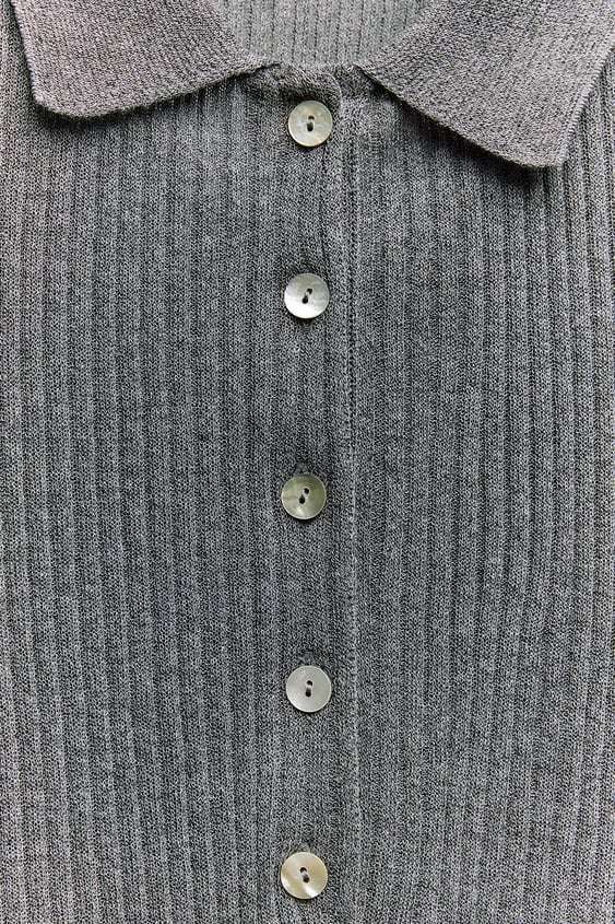 ZARA  |RIBBED KNIT POLO SWEATER