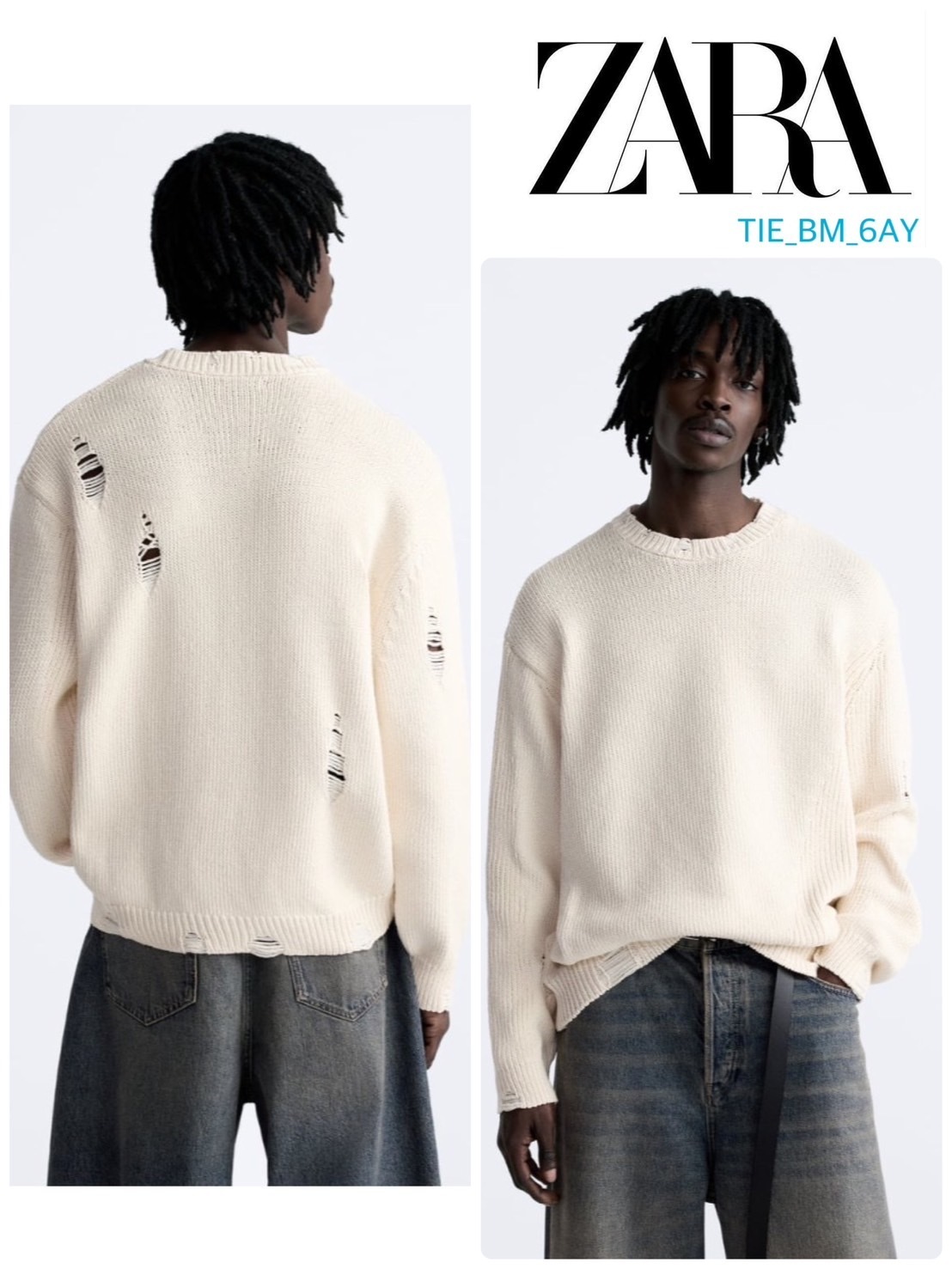 ZARA  |RIPPED EFFECT SWEATER