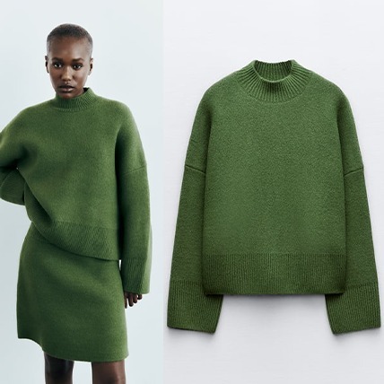 ZARA  |WIDE RIBBED KNIT SWEATER